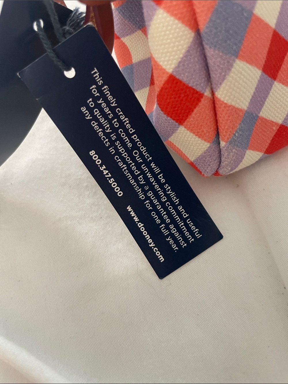 NWT Dooney & Bourke Red, Cream, and Lavender Gingham Mini Pouch - Picture 3 of 10